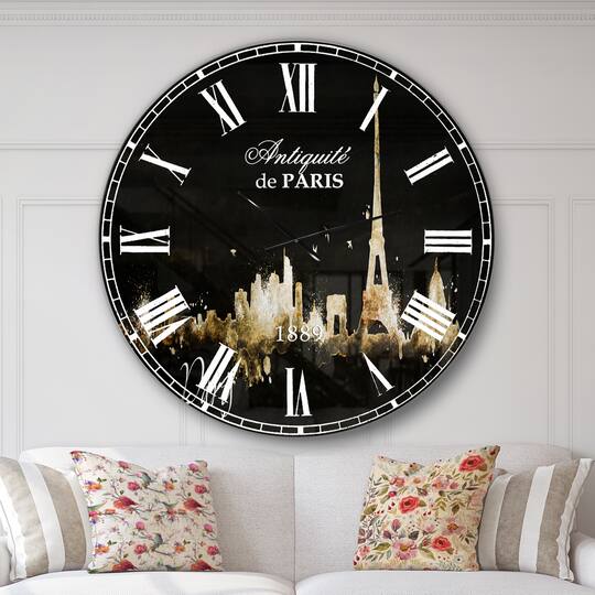Designart 'Paris Dark Silhouette French Country Wall Clock
